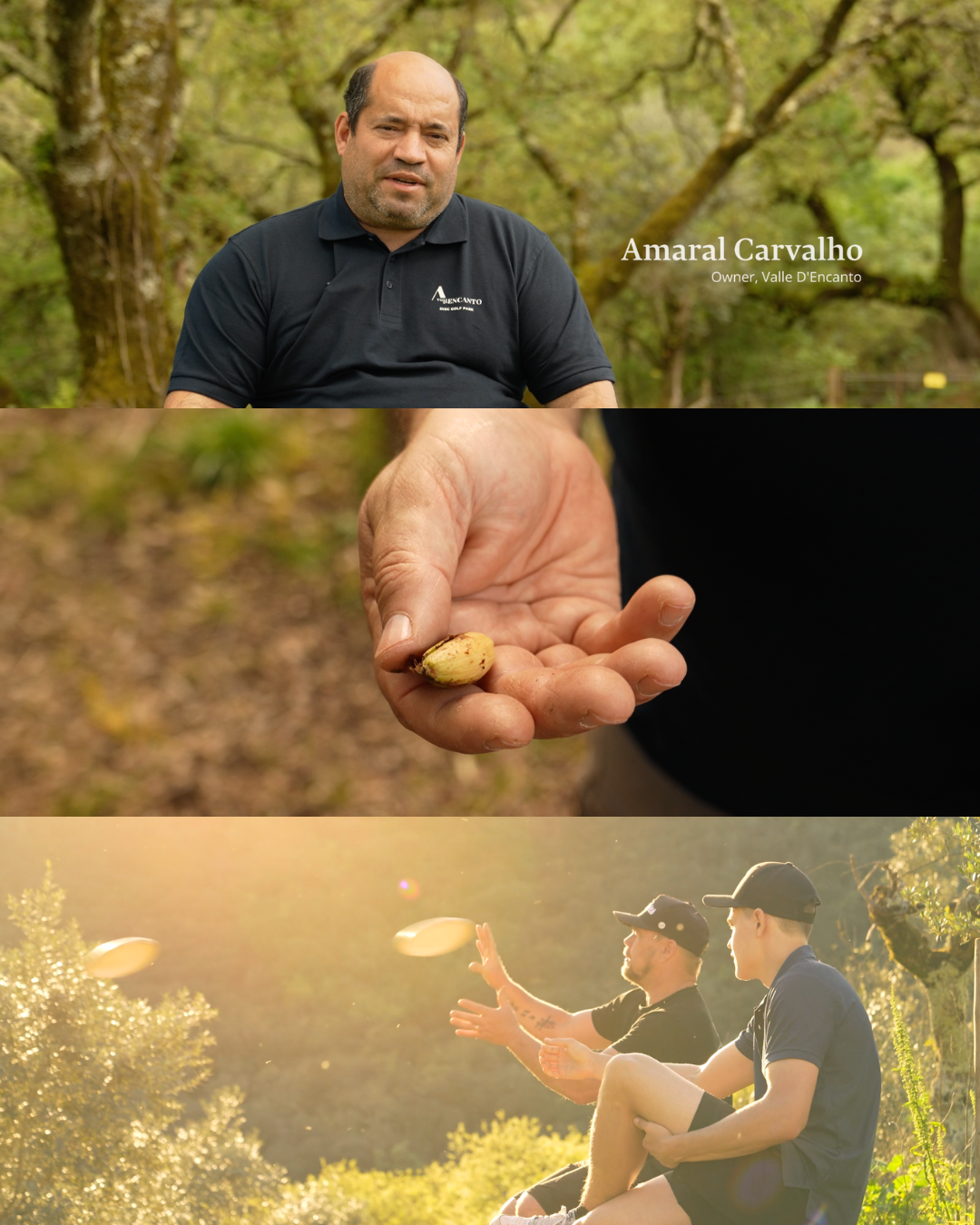 Stills från en promotional video för discgolfbanan Valle D'Encanto i Portugal